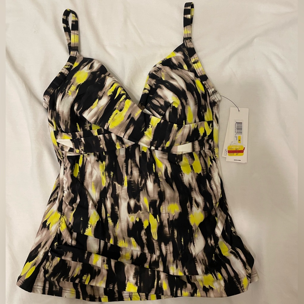 NWT DKNY Black and Yellow Women's Swim Top